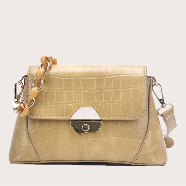 

Croc Embossed Flap Crossbody Bag, Yellow