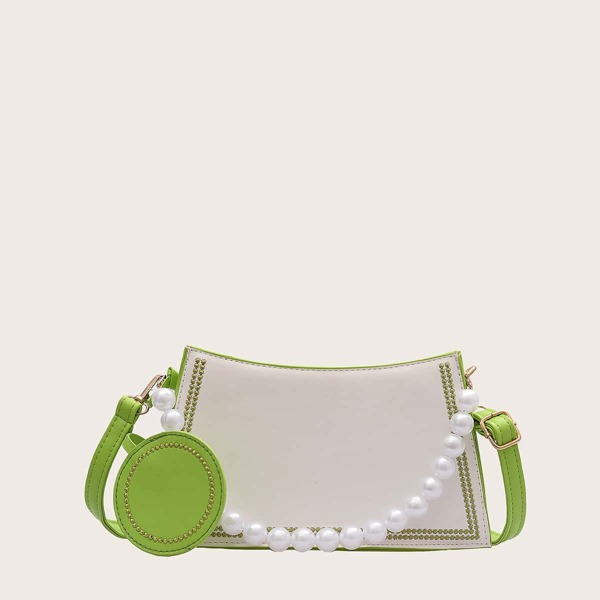 

Girls Faux Pearl Decor Crossbody Bag, White
