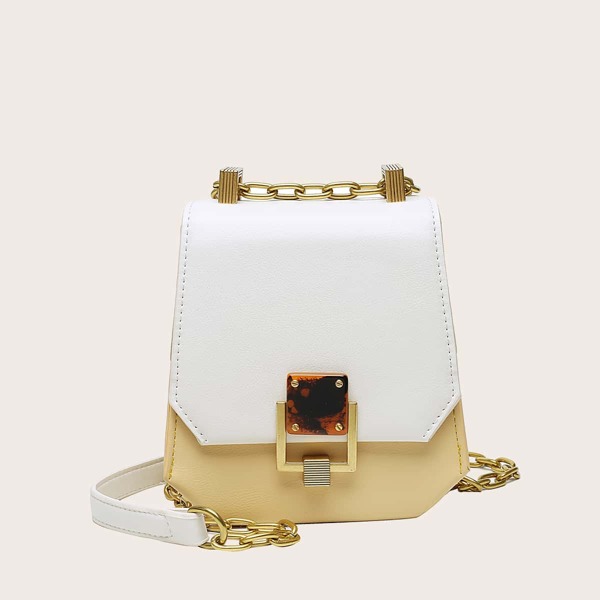 

Colorblock Flap Crossbody Bag, Yellow
