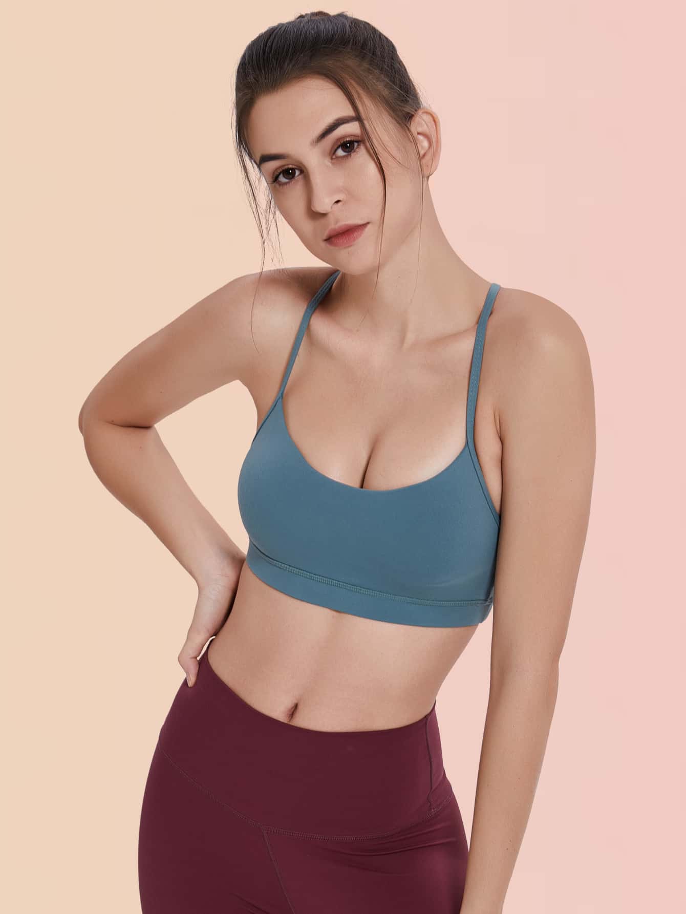 VUTRU Strappy Back Sports Bra - Dusty Blue - View 1