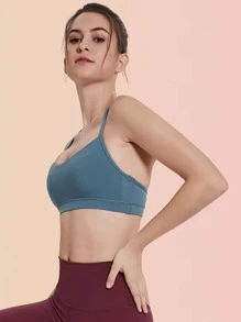 VUTRU Strappy Back Sports Bra - Dusty Blue - View 3