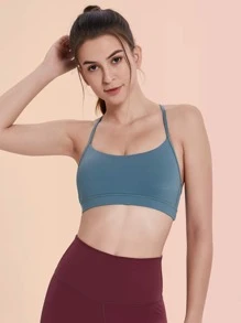 VUTRU Strappy Back Sports Bra - Dusty Blue - View 5