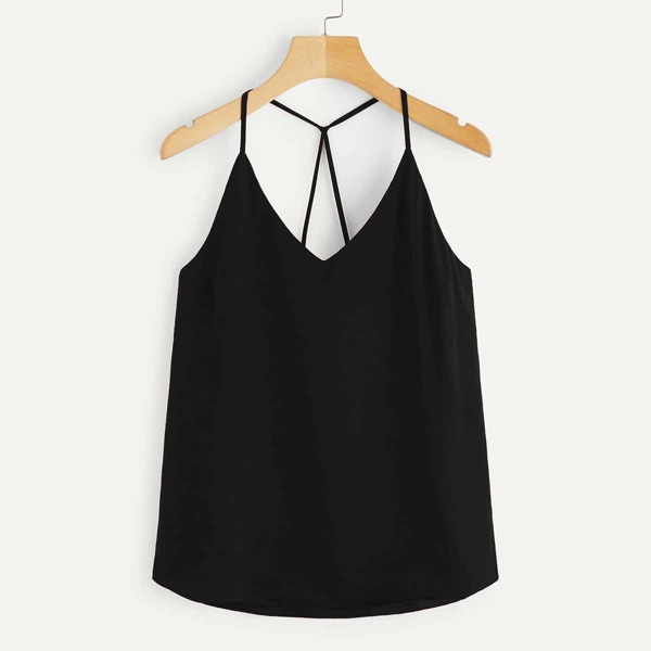 

Plus Criss Cross Back Cami Top, Black