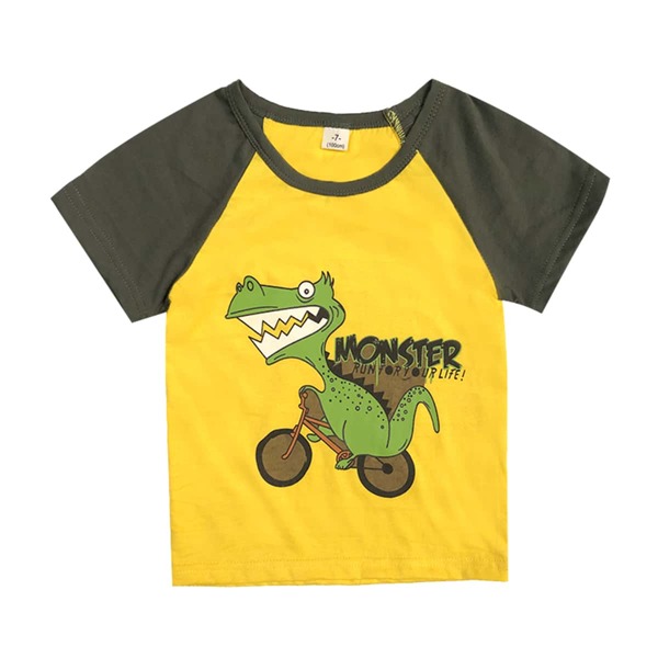 

Toddler Boys Dinosaur Print Contrast Raglan Sleeve Tee, Yellow