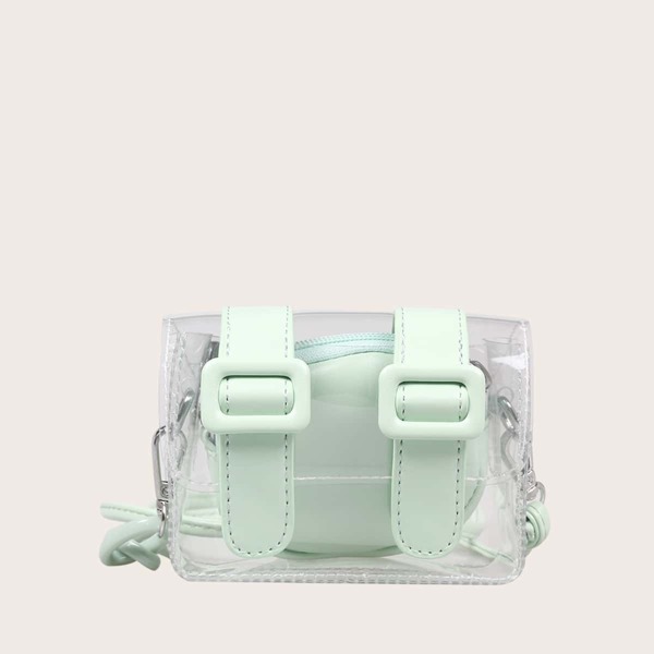 

Girls Clear Crossbody Bag With Inner Pouch, Green