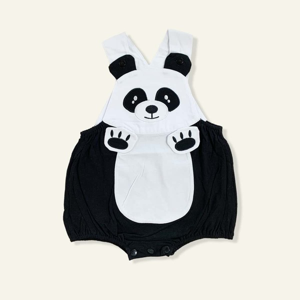 

Baby Boy 3D Patched Panda Bodysuit, Black and white