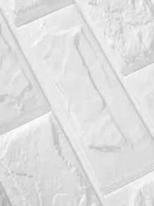 1pc Brick Effect Foam Wall Paper, White PE Waterproof Self Adhesive Wall Sticker, For Home - White - View 4