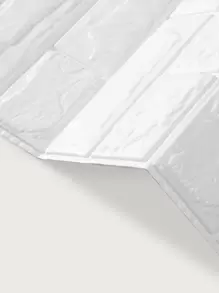 1pc Brick Effect Foam Wall Paper, White PE Waterproof Self Adhesive Wall Sticker, For Home - White - View 5