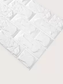 1pc Brick Effect Foam Wall Paper, White PE Waterproof Self Adhesive Wall Sticker, For Home - White - View 6