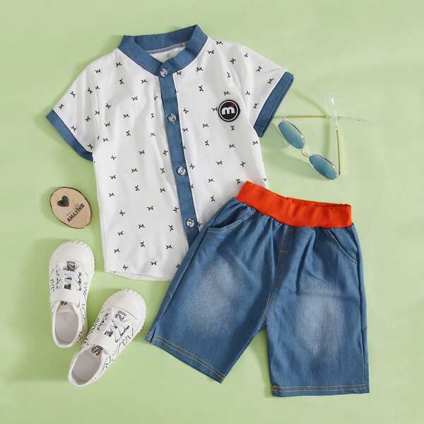 

Toddler Boys Letter Graphic Shirt & Shorts, Multicolor