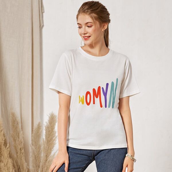 

Letter Graphic Crew Neck Tee, White