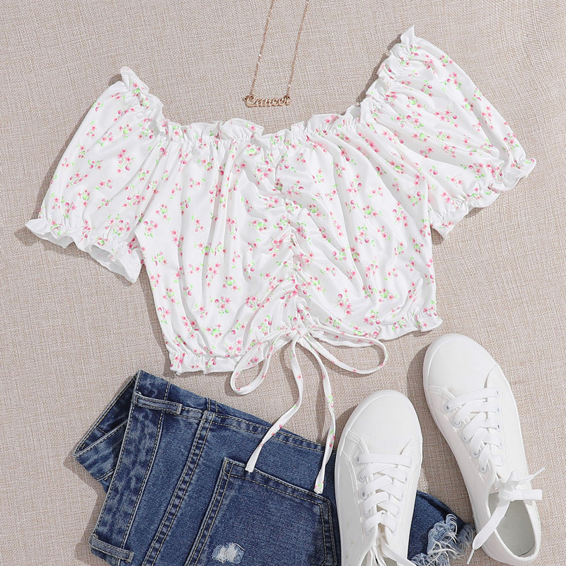 

Ditsy Floral Ruched Crop Top, Multicolor