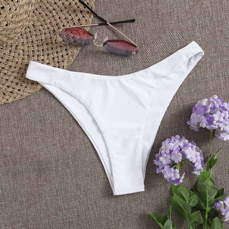 

Solid High Cut Bikini Panty, White