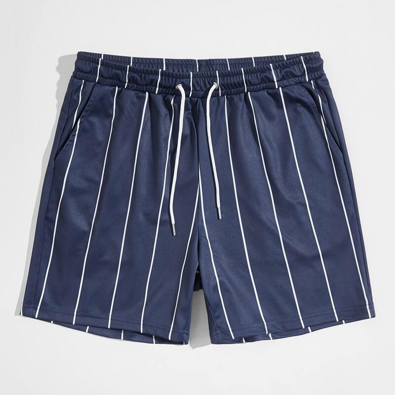 

Guys Drawstring Waist Striped Shorts, Navy blue