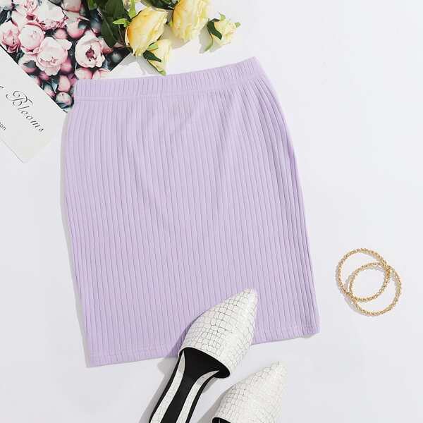 

Solid Bodycon Skirt, Pastel lilac purple