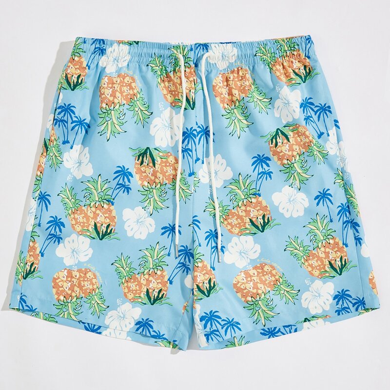 

Guys Pineapple Print Drawstring Waist Shorts, Multicolor