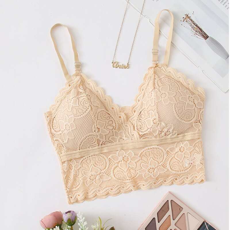 

Scallop Floral Lace Bralette, Apricot