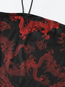 Muchica Dragon Print Bodycon Cami Dress - Black - View 4