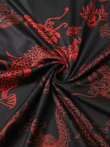 Muchica Dragon Print Bodycon Cami Dress - Black - View 5