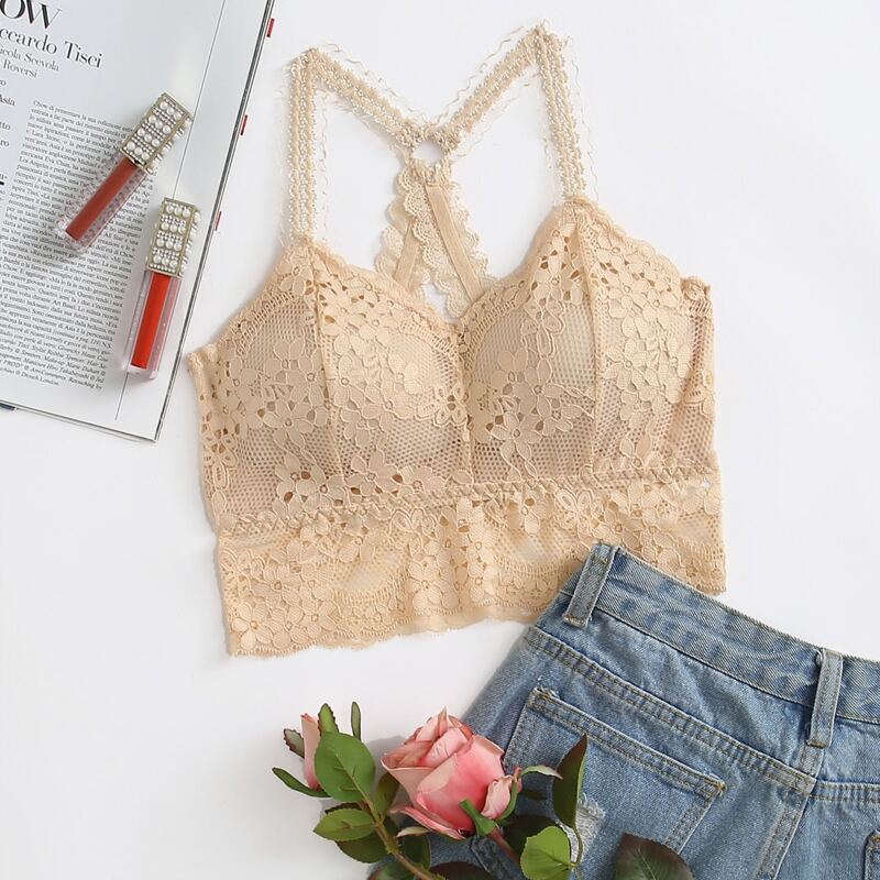 

Floral Lace Bralette, Apricot