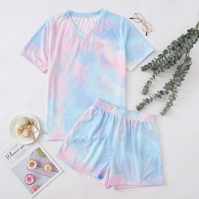 

Tie Dye Shorts PJ Set, Multicolor