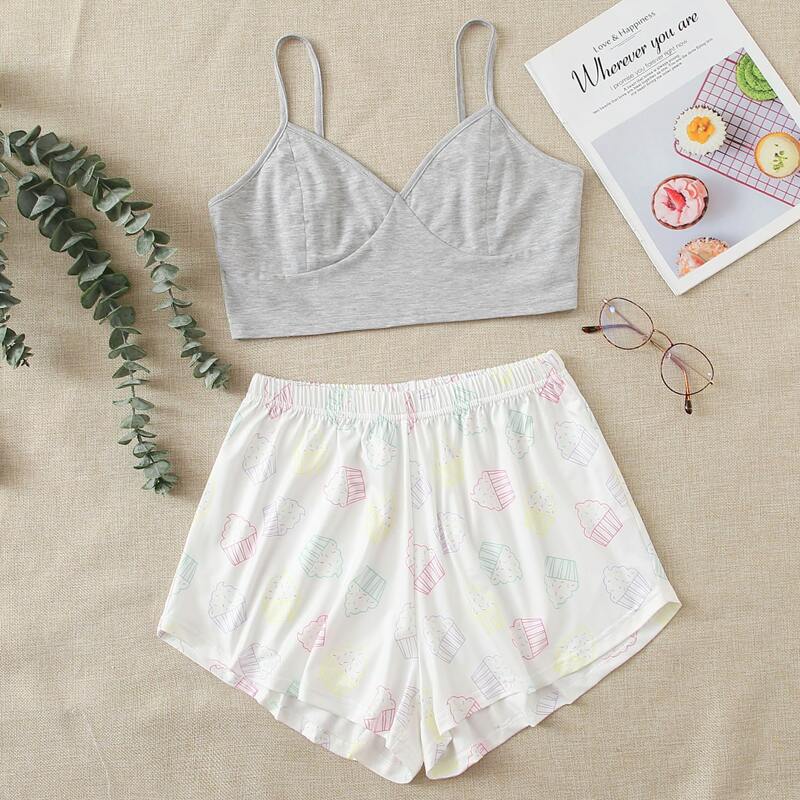 

Cake Print Shorts PJ Set, Multicolor