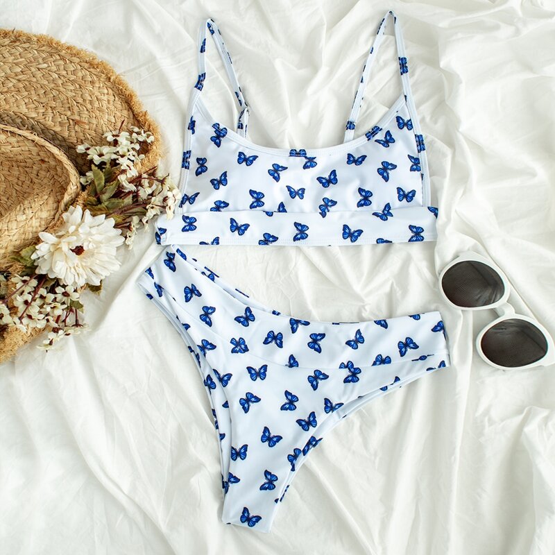 

Butterfly Print Bikini Swimsuit, Multicolor