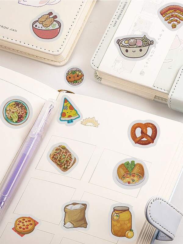 40pcs cartoon food print sticker shein usa