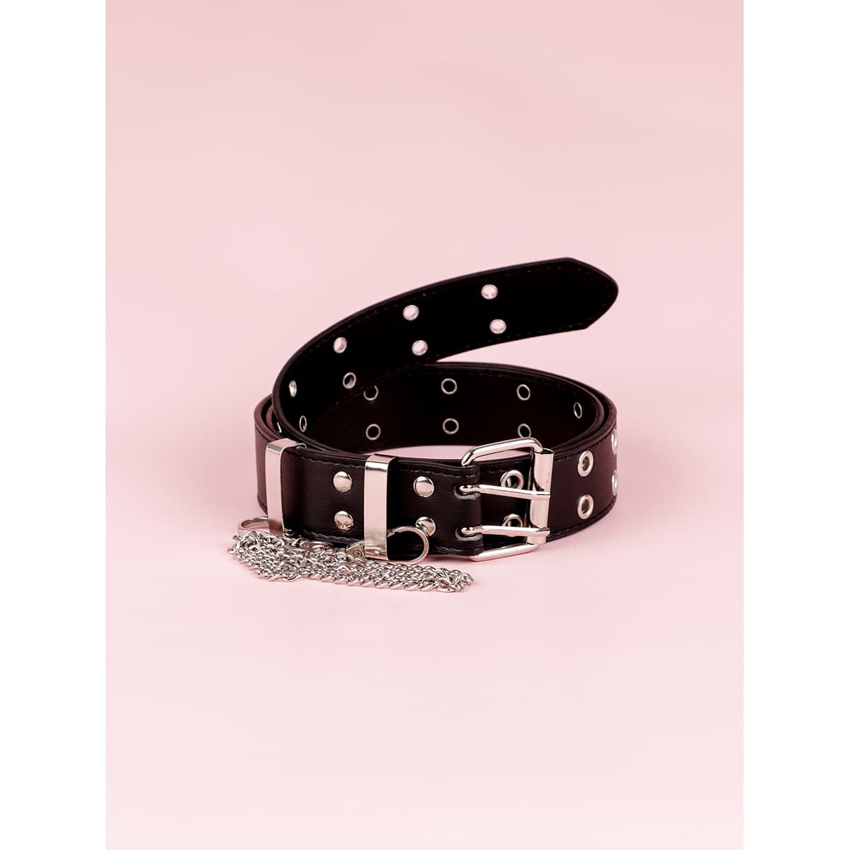 

Chain Eyelet Buckle Belt, Black