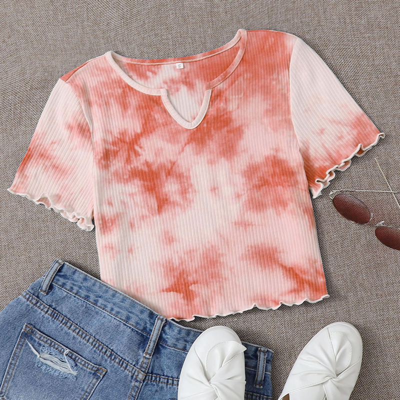 

Ribbed Tie Dye Tee, Coral pink