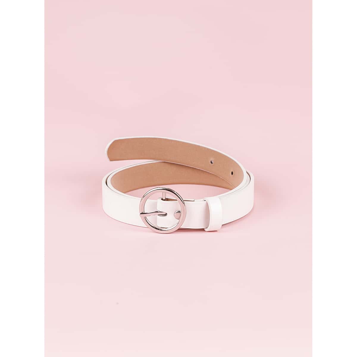 

Round Buckle Belt, White