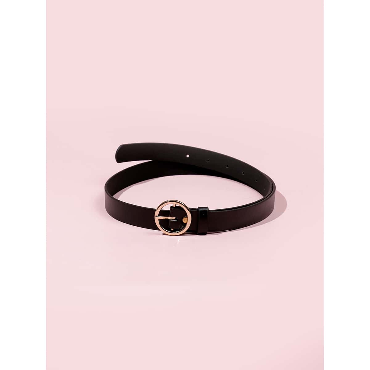 

Round Buckle Belt, Black