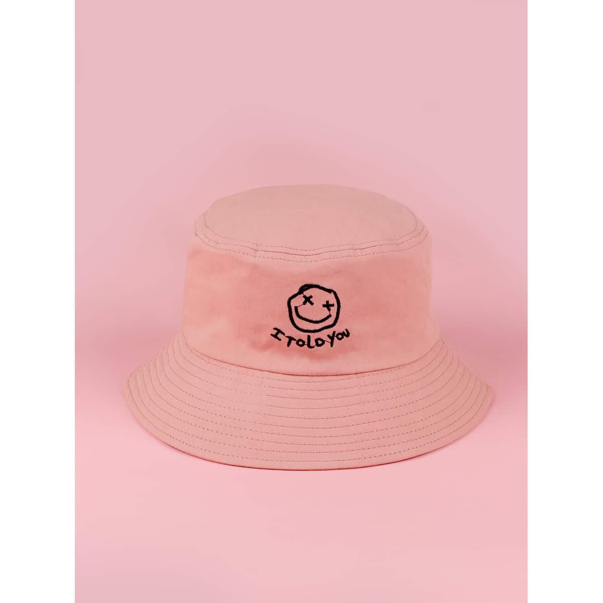 

Smile Face Bucket Hat, Coral pink