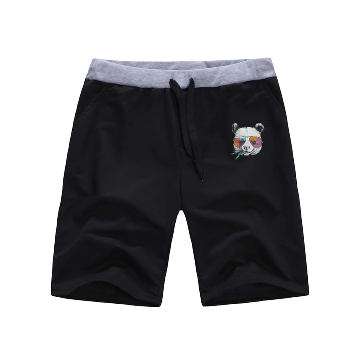 

Guys Panda Print Drawstring Shorts, Black