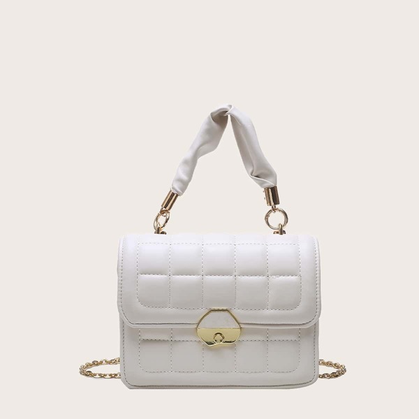 

Stitch Detail Flap Satchel Bag, Beige