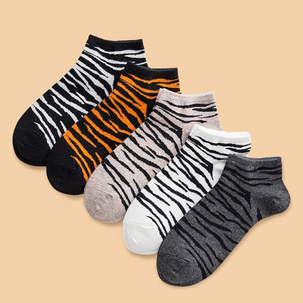 

5pairs Graphic Socks, Multicolor