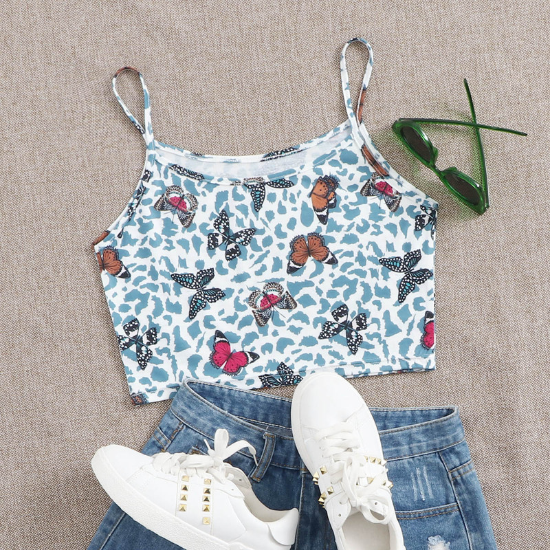 

Leopard & Butterfly Print Cami, Multicolor