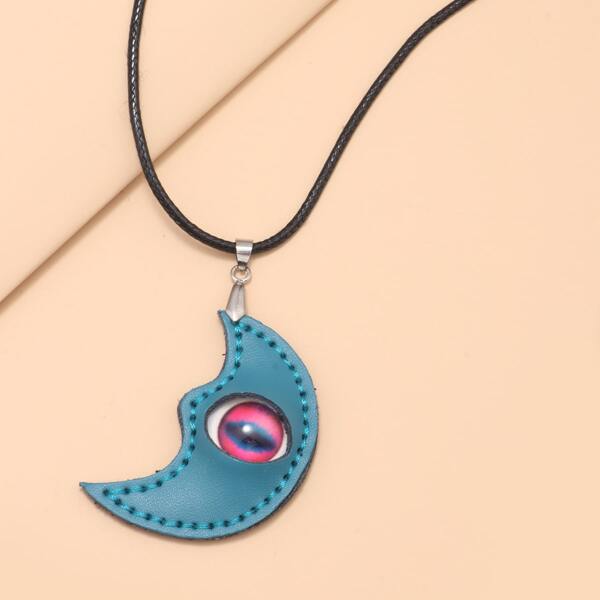 

Men Moon Charm Necklace, Blue