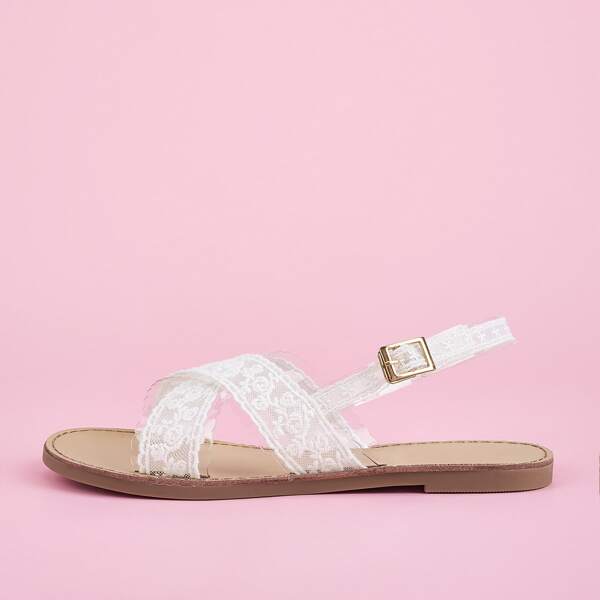 

Cross Strap Slingback Sandals, White