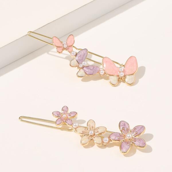 

2pcs Butterfly Decor Hair Clip, Multicolor