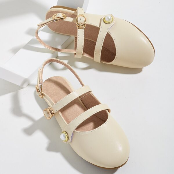 

Toddler Girls Faux Pearl Decor Slingback Flats, Beige