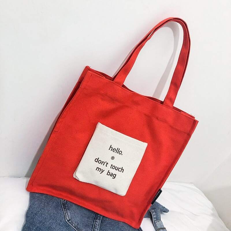 

Slogan Graphic Tote Bag, Red bright