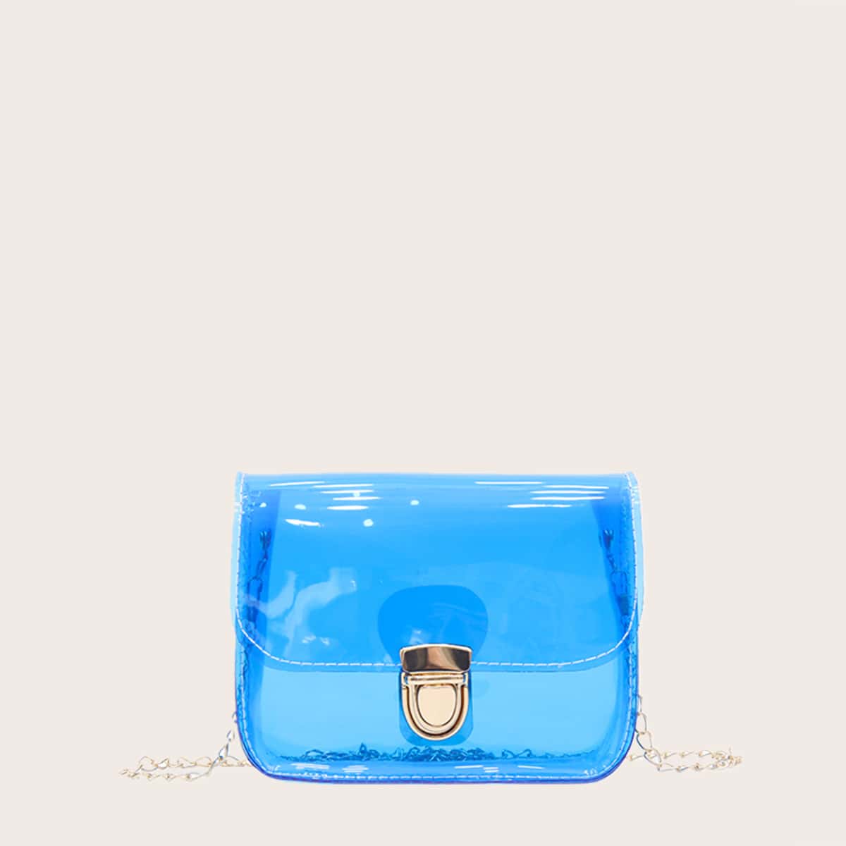 

Clear Chain Crossbody Bag, Blue bright