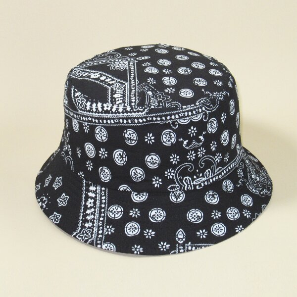 

Plant Pattern Bucket Hat, Black