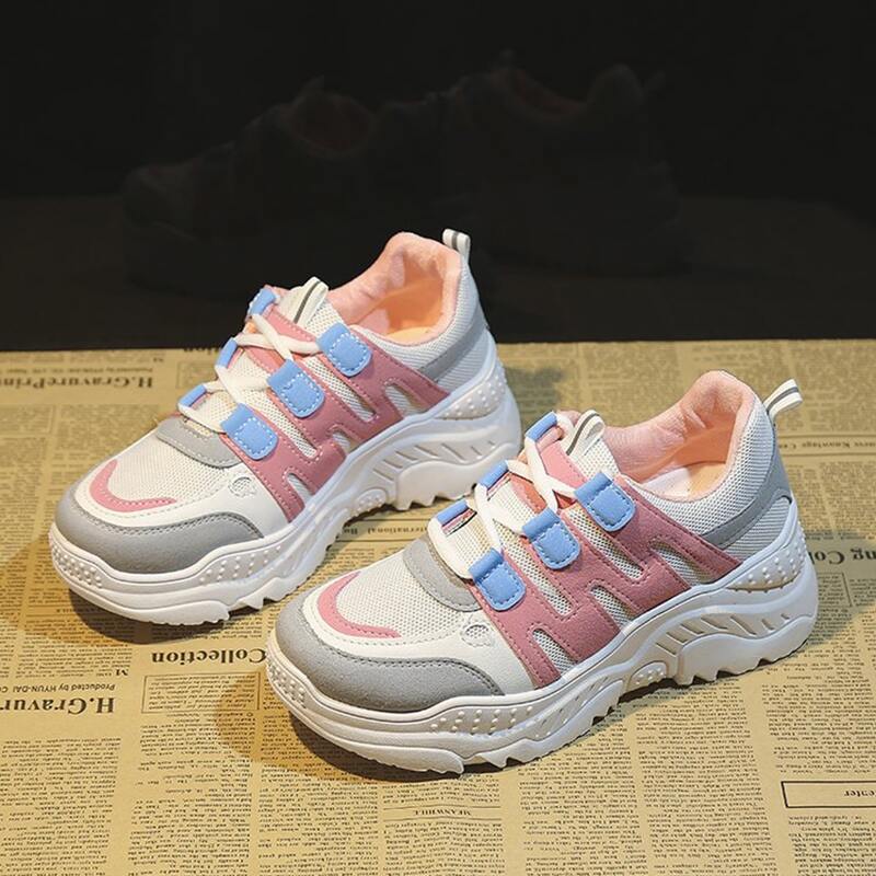 

Lace-up Mesh Panel Chunky Sneakers, Multicolor
