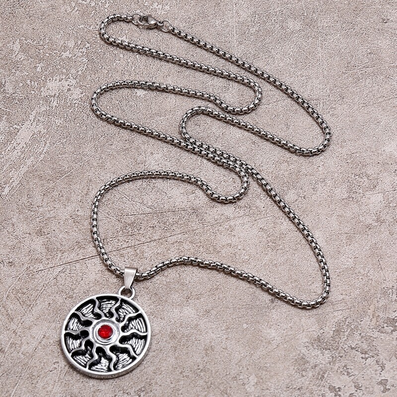 

Guys Rhinestone Engraved Necklace, Silver