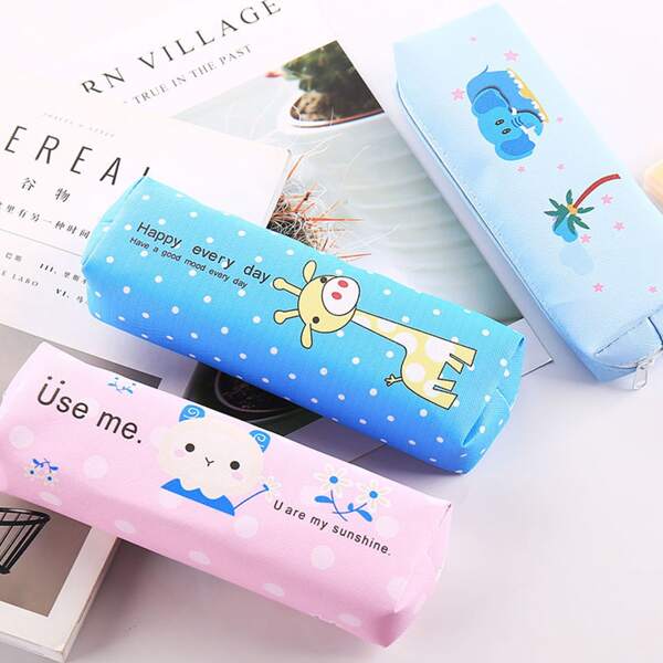 

1pc Cartoon Graphic Random Pencil Case, Multicolor