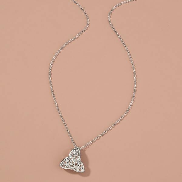 

Hollow Out Faux Pearl Decor Necklace, Silver