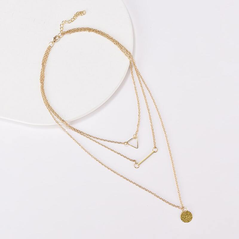 

Coin & Geo Layered Necklace, Gold