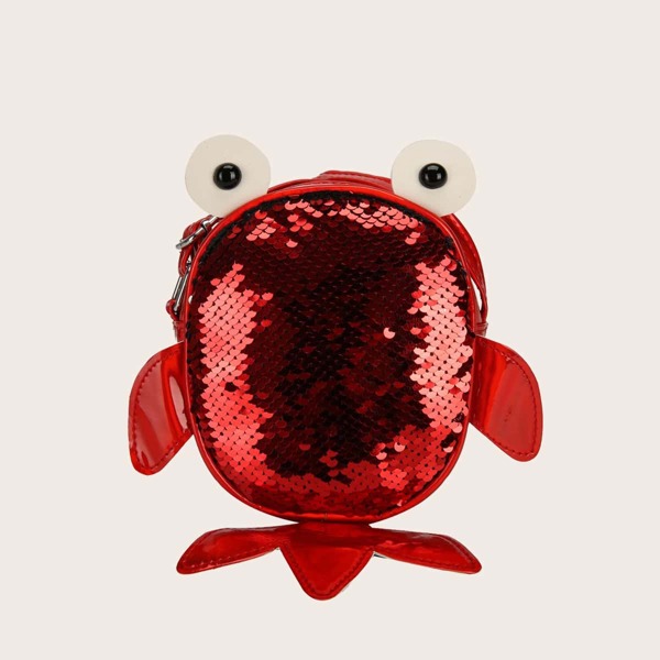 

Girls Sequin Fish Shaped Crossbody Bag, Red